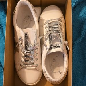 Vintage Havana White And Silver Sneakers Comes With Box